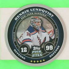 HENRIK LUNDQVIST  2009-10  PUCK ATTAX PLATINUM FOIL   Topps #16   NY Rangers