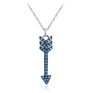 Sterling Silver Nano Simulated Turquoise Drop Arrow Necklace - Picture 1 of 3