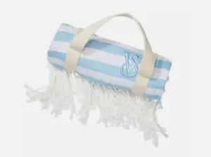 NUEVA MANTA PLAYA VICTORIAS SECRET MONOGRAMA FLECOS AZUL BLANCO RAYAS 34"x60" - Imagen 1 de 13