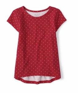 The Children's Place Girls Red Dotted Short Sleeve Hi-low Tee Shirt Medium (7-8) - Picture 1 of 4