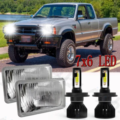 Черная светодиодная фара для Mazda B2200 B2600 B2000 RX-7 GLC 7x6 дюймов 5x7 дюймов Halo DOT - Изображение 1 из 4