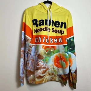 Ramen Noodles Hoodie Pullover Novelty Soup Chicken All over Print Size XL EUC - Picture 1 of 3