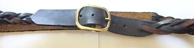 De colección. CINTURÓN DE CUERO TRENZADO/HERRAMIENTA HECHO A MANO NEGRO/MARRÓN "EAGLE" TALLA 38 HEBILLA DE LATÓN Foto 1 de 4