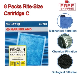 6-Pack Rite-Size Cartridge C, Replacement Filter for Marineland Penguin Filters - Picture 1 of 8