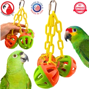 Bonka Bird Toys 1273 Tri-Chain Ball Foraging Rattle Medium Parrot Cage Toy Pet - Picture 1 of 7