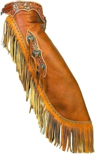 "Premium Western Leather Chaps - Attrezzatura da equitazione cowboy resistente per piloti" - Foto 1 di 2