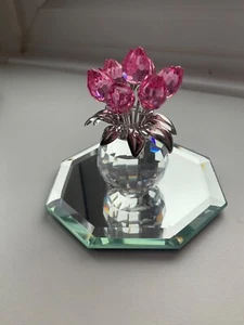 Swarovski Kristall rosa Tulpen Rhodium Blätter in Kristallvase - 626874 - ohne Box - Bild 1 von 8