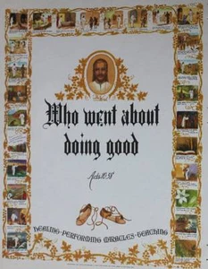 vintage Scripture Print, "He went about Doing good" Acts 10:38 - Picture 1 of 1