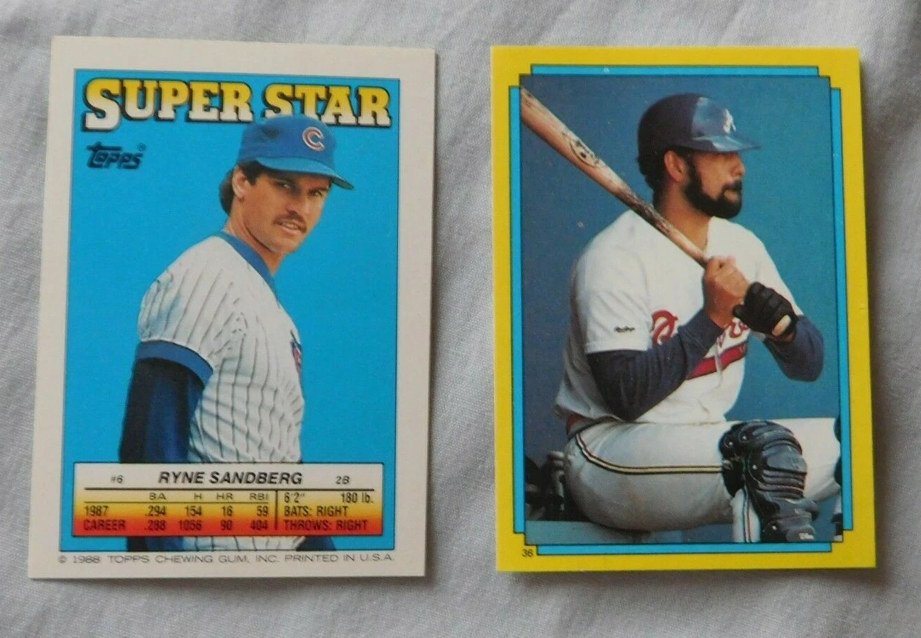 1988 Topps Super Star Sticker #6 Ryne Sandberg Cubs # 36 Ozzie Virgil Sticker