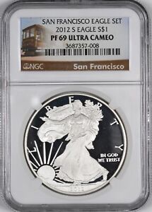 2012-S Proof American Silver Eagle Ultra Cameo $1 - NGC PF 69 UCAM -