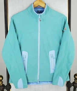 PETER MILLAR Size Medium Womens Green Velour Fleece Lined Full Zip Jacket Golf - Picture 1 of 12