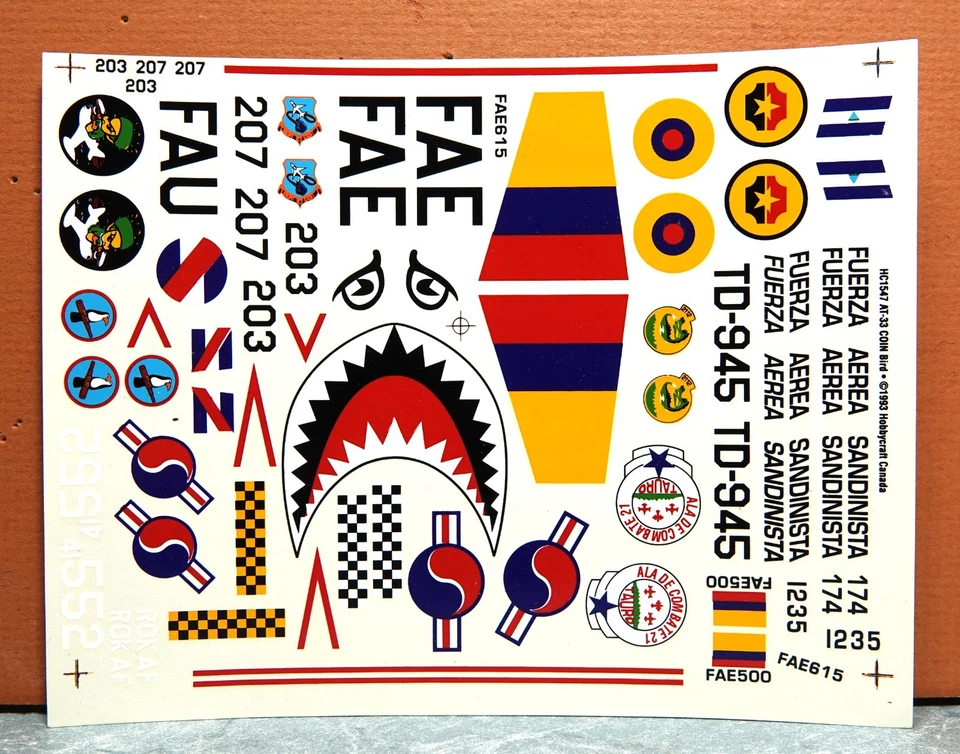 1/48 HOBBYCRAFT LOCKHEED AT-33 MONEDA PÁJARO CALCOMANÍA HOJA para KIT # HC-1547 Foto 1 de 1