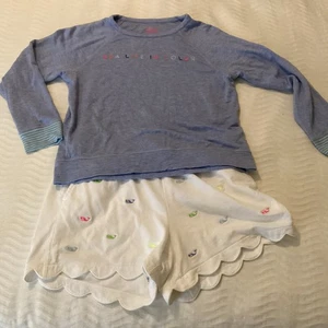 Girls Vineyard Vines Long Sleeve Shirt Sea Life In Color M + White Shorts L - Picture 1 of 14