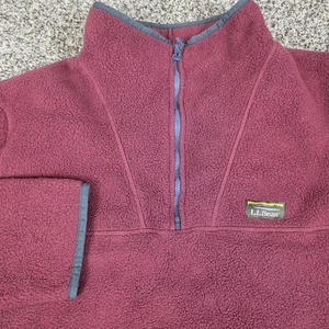 LL Bean Katahdin Fleece Pullover 1/2 Zip Pocket Burgundy Mens XL Reg Vtg - Picture 1 of 8