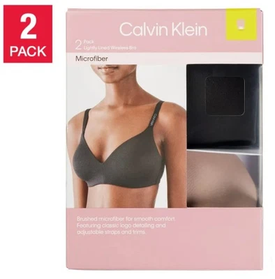 Sujetador sin aros Calvin Klein para mujer talla X-grande, paquete de 2, negro (1) cedro (1) Foto 1 de 4