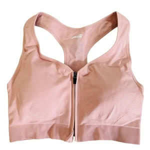 Avia Pink Racerback Sports Bra XXL Zip Front Nylon/Spandex Blend - Picture 1 of 6