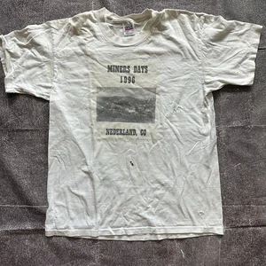 Men's Vintage 90's Anvil 1996 Miner Days Nederland Colorado White T Shirt Sz L - Picture 1 of 5