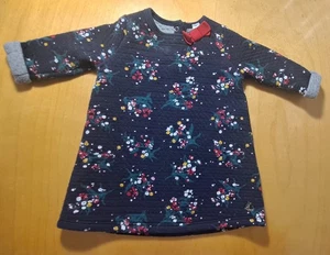 Petit Bateau gestepptes Blumendruck Baby Mädchen Kleid Größe 6 Monate - Bild 1 von 13