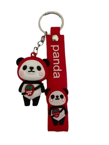 Süßer Schlüsselanhänger Panda mit rotem Riemen NEU - Bild 1 von 3