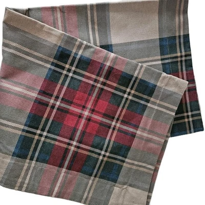 Cuddl Duds Tan & Red Tartan Plaid Flannel Pillow Cover Shams Set Standard 20x26 - Image 1 of 2