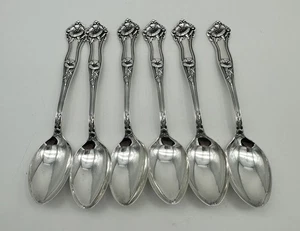 Six Teaspoons. Alvin Sterling Silver Morning Glory Pattern. No Monogram. 5 7/8" - Picture 1 of 3