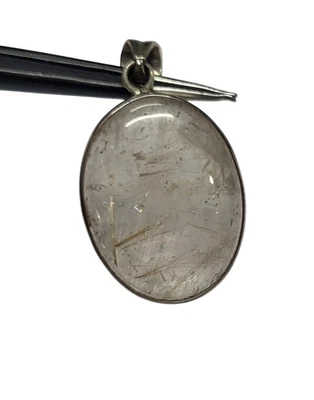 Da Donna Argento Sterling Gemma Ciondolo Pollici 1.5 Naturale Quarzo Rosa Ovale - Immagine 1 di 4