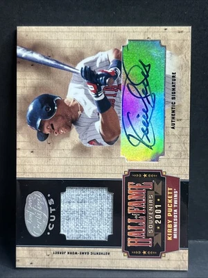 2004 Leaf Certified Hall of Fame Souvenirs Auto Kirby Puckett Game Used 07/34 - Image 1 of 3