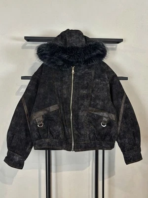 Chaqueta Abrigo Estilo Histérico Japonés De Colección Con Cinturón Cuero Real Piel Real Años 90 y2K Foto 1 de 4