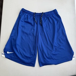 Pantalones Cortos Largos Nike Dri Fit Med Azul Blanco Elástico Cordón Atlético Baloncesto - Imagen 1 de 7