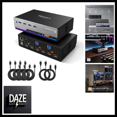 8K@60Hz DisplayPort KVM Switch 2 PC 2 Monitor USB 3.0 DP 1.4 kvm-switch Dual ... - Bild 1 von 4