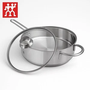 Edelstahlpfanne Zwilling Induktion 24cm Schmorpfanne Glasdeckel Unbeschichtet - Bild 1 von 4
