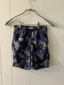 Old Navy Medium Size 8 Boys Swim Trunks Blue With Dinosaurs Swimsuit Bottoms P3 - Picture 1 of 8