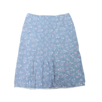 Vintage 90s Sigrid Olsen blue floral pleated knee length skirt 8 - Image 1 of 4