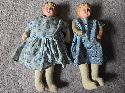 Muñecas antiguas Minerva Buschow & Beck Alemania #3 juego de 2 cabezas de hojalata vintage Foto 1 de 4