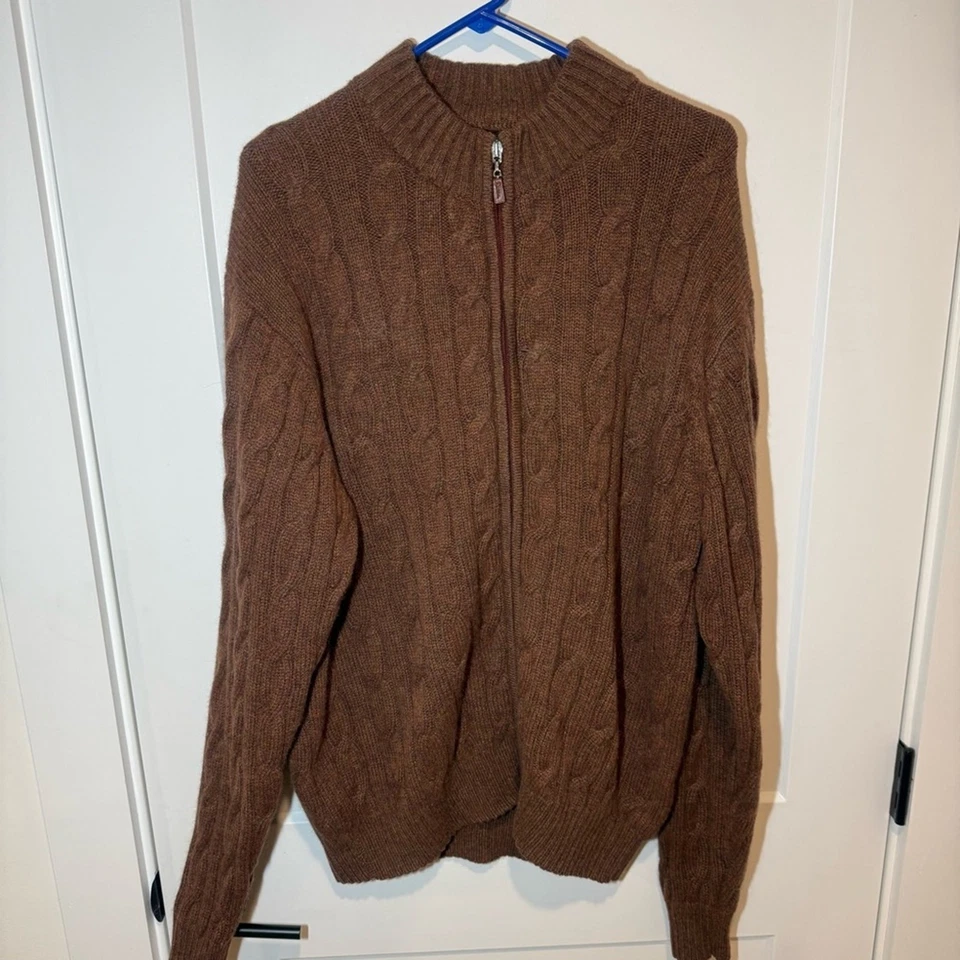 Cárdigan suéter vintage Peter Millar 100 % cachemir tejido con cable cremallera. Casual, XL Foto 1 de 4