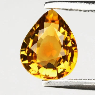 💎 0,96 quilates 7,5 x 6 mm IF pera turmalina amarilla natural - piedras preciosas de Tanzania sin calentar Foto 1 de 4