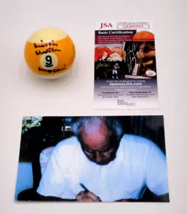 WILLIE MOSCONI ""HUSTLER"" SIGNIERT JSA ZERTIFIZIERTES AUTOGRAMM #9 BILLARD POOL BALL - Bild 1 von 3