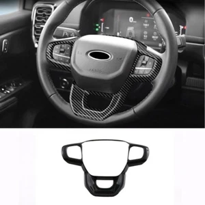 Carbon Fiber ABS Interior Steering Wheel Panel Cover for Ford Ranger 2023-2024 - Picture 1 of 5