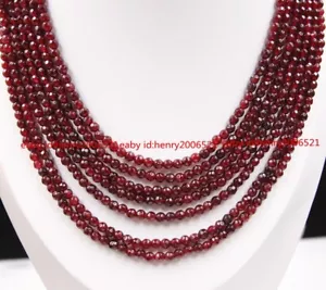 GENUINO TOP HERMOSO COLLAR DE PIEDRAS PRECIOSAS GRANATE NATURAL FACETADO DE 7 HEBRAS 2X4 MM - Imagen 1 de 4