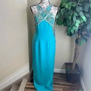 Vestido formal vintage con cuentas de seda con cuentas de seda con corbata negra Oleg Cassini talla 4 - Imagen 1 de 16