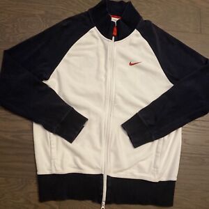Nike FIt Dry Full-Zip Track Jacket Windbreaker White Cotton Blend Mens Large EUC
