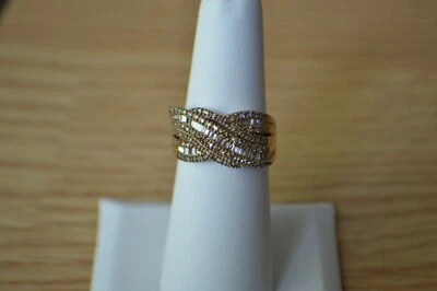 0.50ct Natural Champagne Diamond / Diamond Ring ~ 14K RG over Fine Silver Size 6 - Image 1 of 4