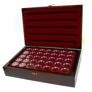 Holz-Münzkassette ink 5 Münztableaus für 175 Stk 10 Euro Münzen in Kapseln NEU! - Bild 1 von 5