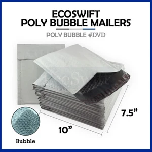 1 #0 7.5 x 10 EcoSwift Poly Bubble Mailers Padded Envelope Shipping Bags DVD - Picture 1 of 6