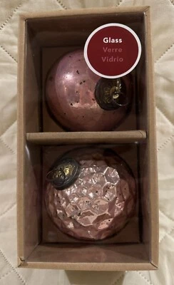 Adornos de árbol de Navidad de vidrio rosa Allen Roth aspecto vintage aspecto antiguo Foto 1 de 4