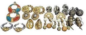 10 Pairs Clip-On Hook Gold And Silvertone Large Statement Runway Designer Style - Picture 1 of 16