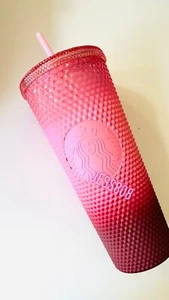 Starbucks Pink- Waxberry Studded Tumbler 2022 24oz Ombre Gradient Pink - Picture 1 of 4