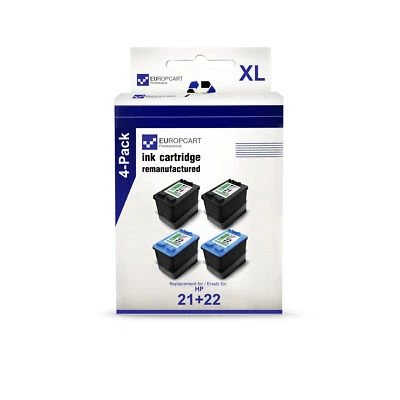 4x Europcart Patrone 2+2 Alternative f�r HP 21XL 22XL 21 XL 22 XL NO21XL NO22XL - Bild 1 von 3