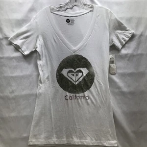 Roxy Vneck Tshirt NWT Women’s M California Garden Logo Marines - Picture 1 of 21