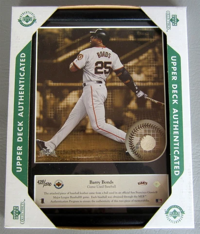 BARRY BONDS GIANTS UPPER DECK AUTHENTICATED GAME USED BASEBALL PLAQUE 428/500 Cover